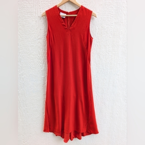 Akris Punto Dresses & Skirts - Akris Punto Red V-Neck Front Slit Midi Dress Holiday Party Women's Size 6